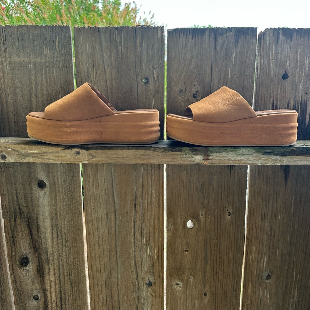 Free People Tan Platform Mules